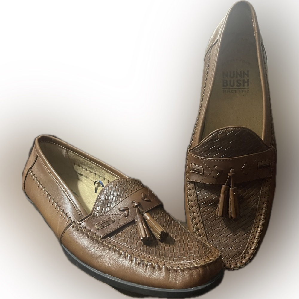 Nunn Bush Brown Leather Slip-On Loafers men’s 10.5